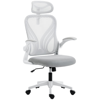 Ergonomic Office Chair with Foldable Backrest, 2D Headrest - Light Grey