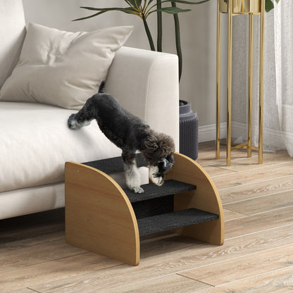 Dog Stairs | 3-Step Oak Effect Pet Steps for Sofa & Bed with Side Panels