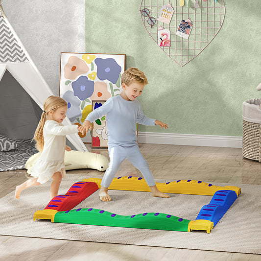 AIYAPLAY 12 Piece Kids Balance Beam Stepping Stones w/ Non-Slip Foot Pads
