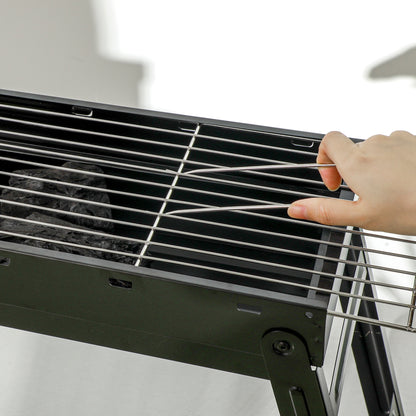 Outsunny Foldable Camping Picnic Portable Charcoal Grill - Black