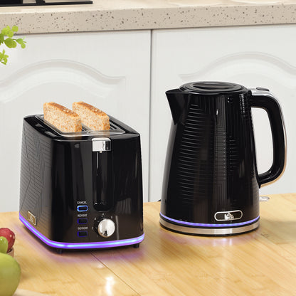 Modern Kettle and Toaster Set - Black / Grey