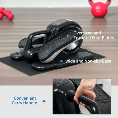 Under Desk Elliptical Machine, Sit Down Pedal Exerciser with Forward and Reverse Motion, 12 Programs, LCD Monitor, Compact with Remote Control
