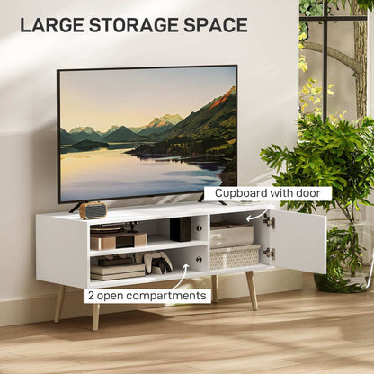 TV Stand up to 55 Inches, TV Unit with Open Shelves and Cable Holes - White / Brown