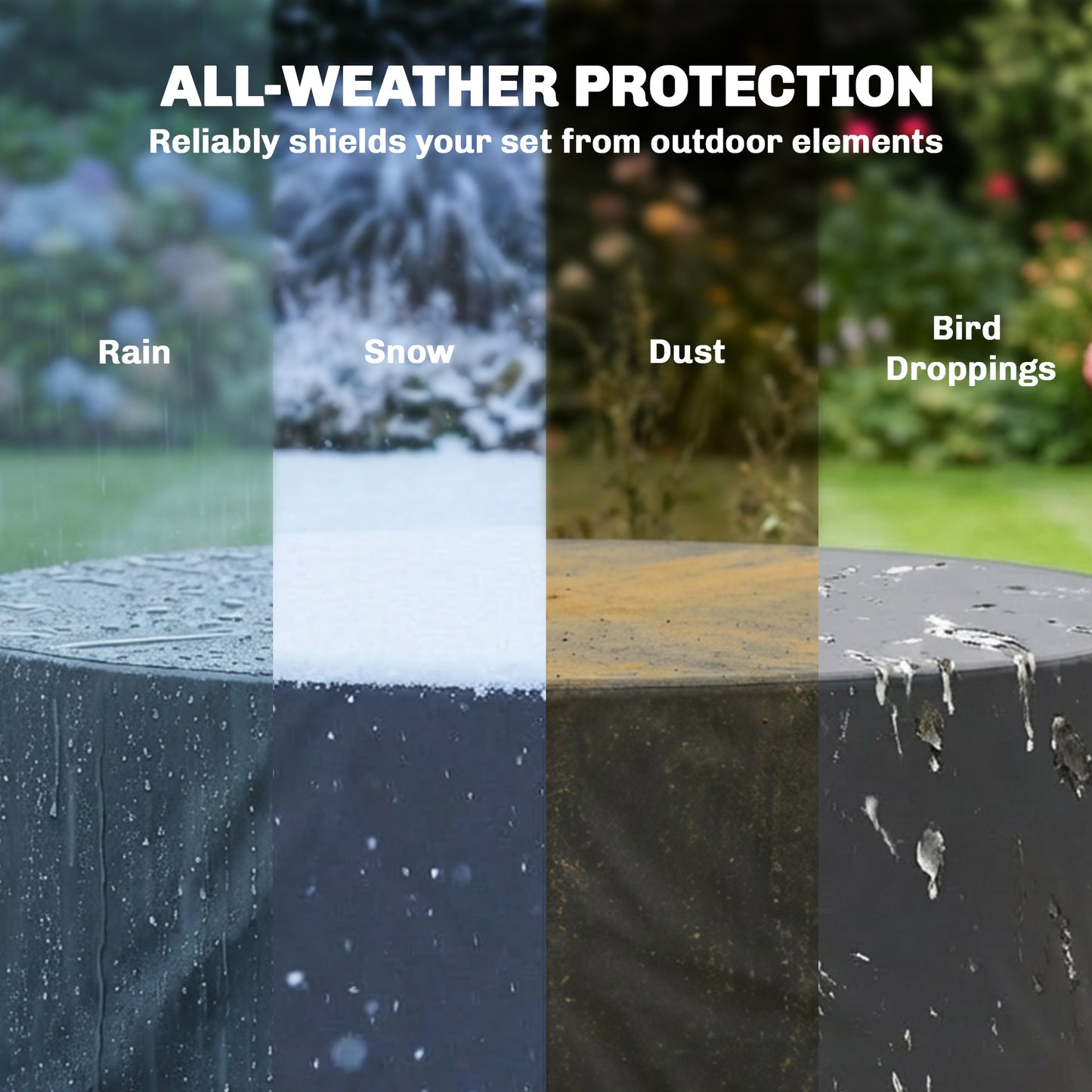 Round Garden Furniture Cover | 420D Oxford | UV30+ | Ø214x70cm | 4 Buckles & Drawstrings | Black