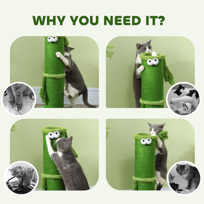 PawHut 63cm Tall Cat Scratching Post for Indoor Cats with Sisal Rope Cover, Large Base