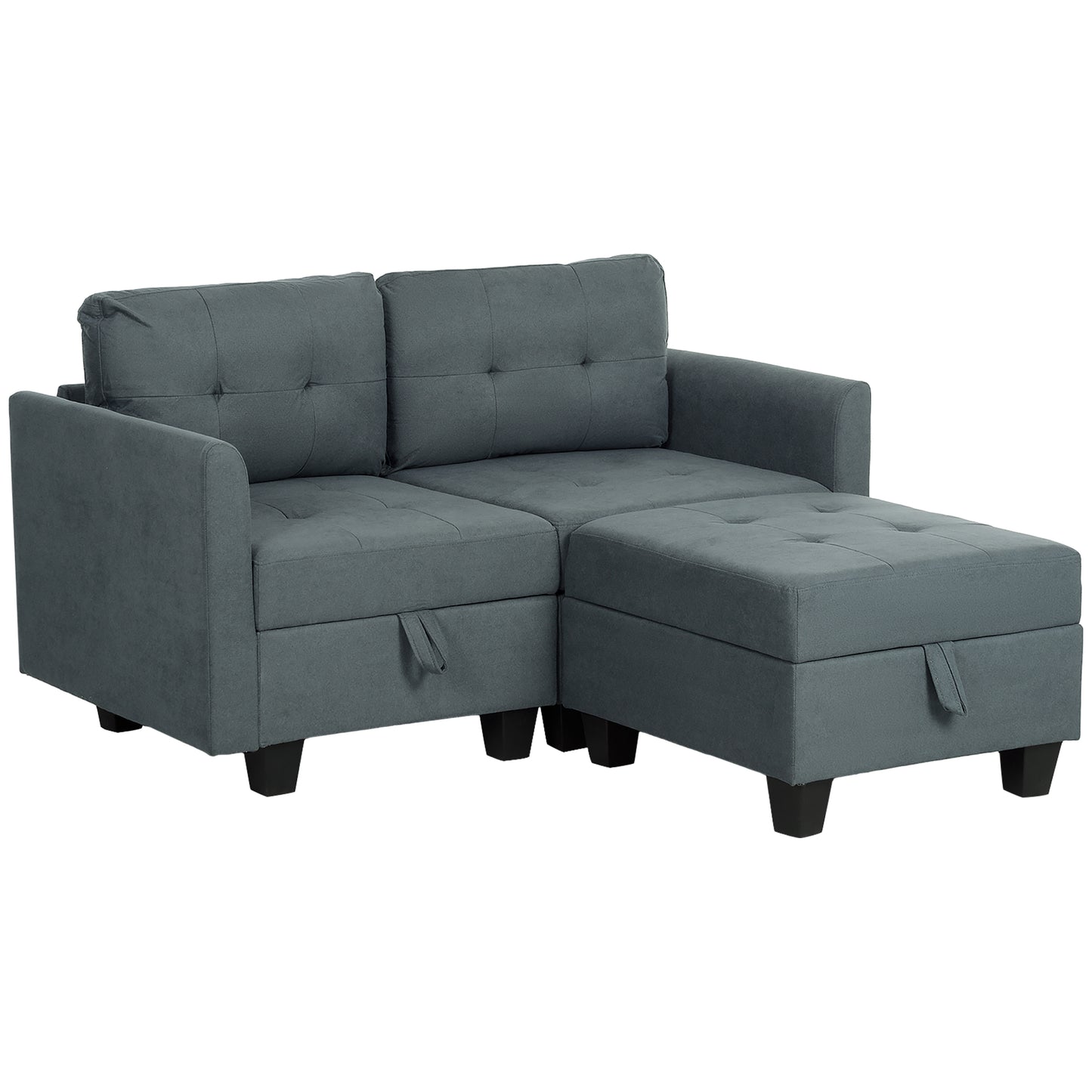 'L' Shape Modular Storage Sofa Couch Settee - Light Brown / Dark Grey