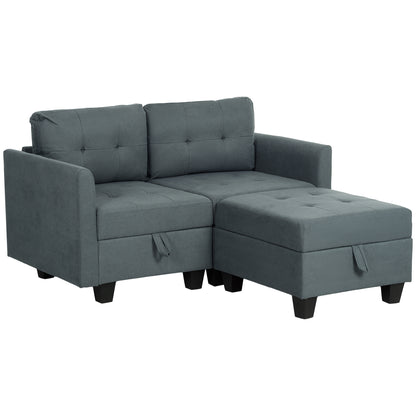 'L' Shape Modular Storage Sofa Couch Settee - Light Brown / Dark Grey