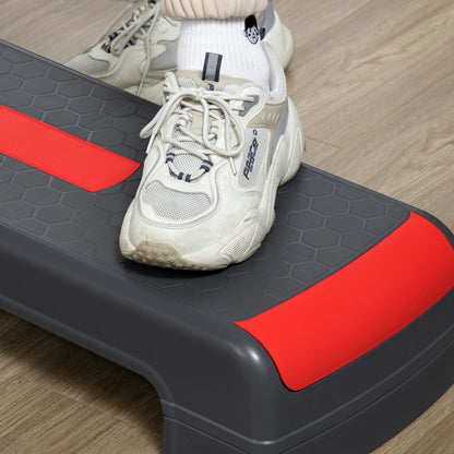 Aerobic Step, 10cm, 15cm & 20cm Height Adjustable Exercise Stepper for Exercise Workout, Nonslip Step Board Great - Grey and Red