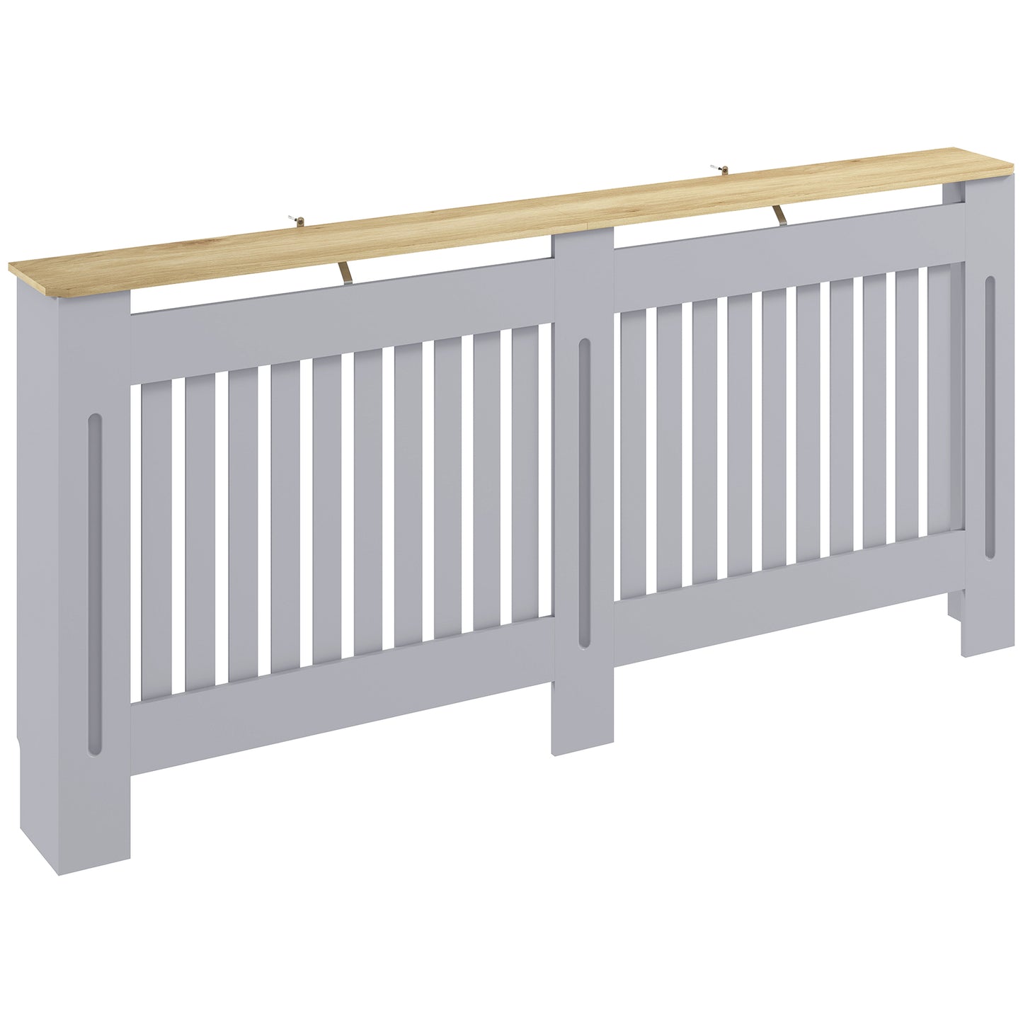 MDF Radiator Cover | Slatted Line Grill Design | Display Top | Wall Mountable | Fittings Included | 13kg | 172x19x81cm | Grey