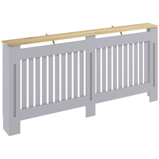 MDF Radiator Cover | Slatted Line Grill Design | Display Top | Wall Mountable | Fittings Included | 13kg | 172x19x81cm | Grey