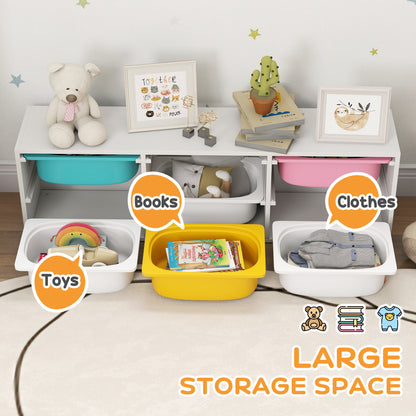 AIYAPLAY Low Height 2 Tiers Storage Organiser, Kids Toy Storage Unit with 6 Removable Bins for Bedroom, Nursery, Playroom