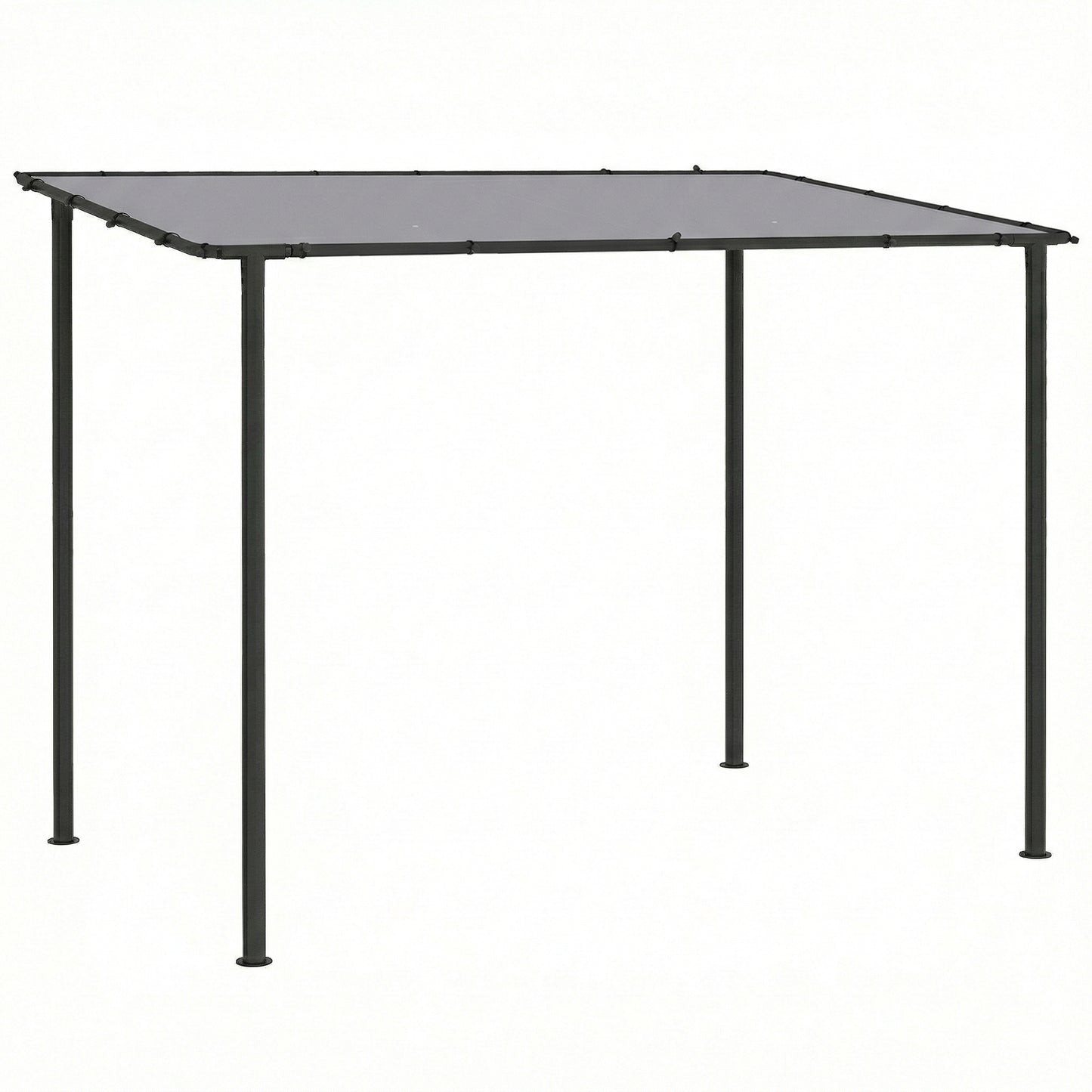 3x1.8m Lean-To Garden Pergola | UPF30+ Canopy | Sloped Roof & Drainage | Metal Frame | Grey
