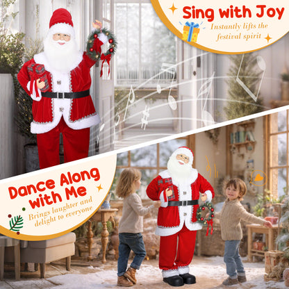 Singing and Dancing Santa Claus with Gift and Wreath
