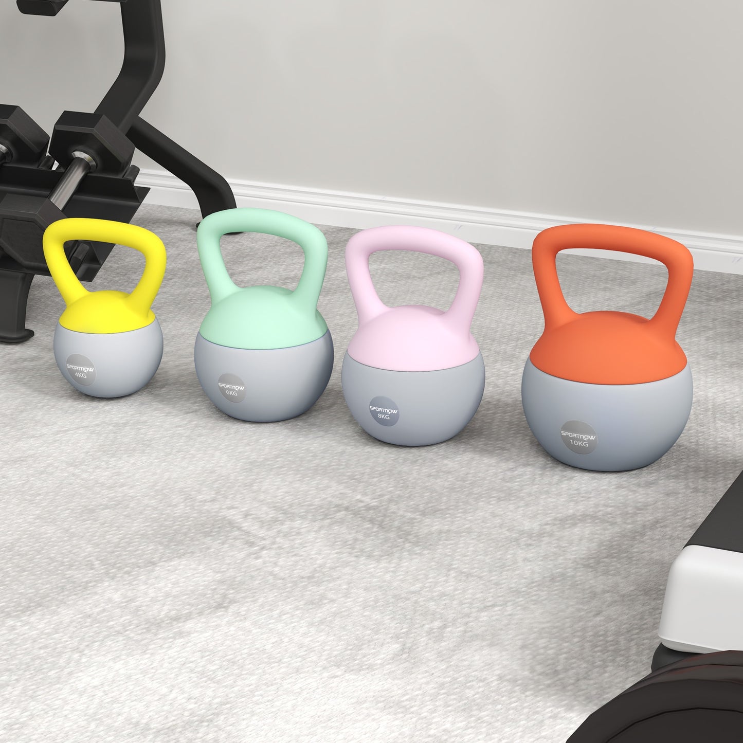 Soft Kettlebell Set of 4 | 4kg 6kg 8kg 10kg | Non-Slip Handle | Flat Base | Home Gym | Strength Training