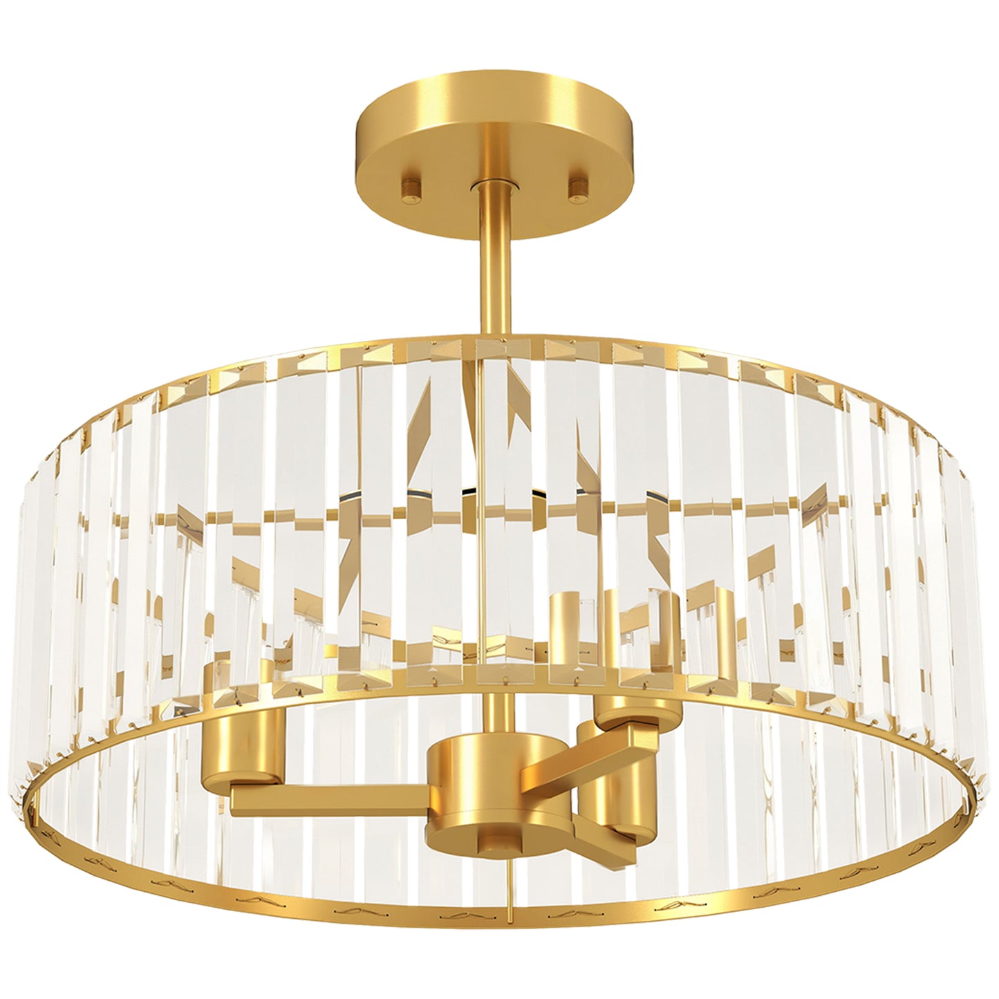 Crystal Ceiling Light Fixture, Semi Flush Mount Modern Crystal Chandelier Ceiling Light for Living Room, Bedroom, Hallway,  Dining Room, E14 Base 3-Lights, Gold Tone