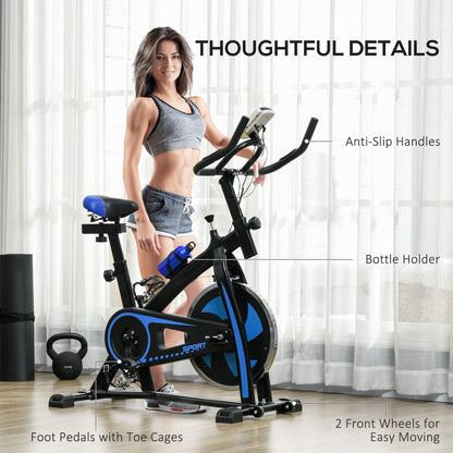 SPORTNOW Exercise Bike, Indoor Stationary Bike, Cycling Machine with Adjustable Seat and Resistance for Home Gym Workout