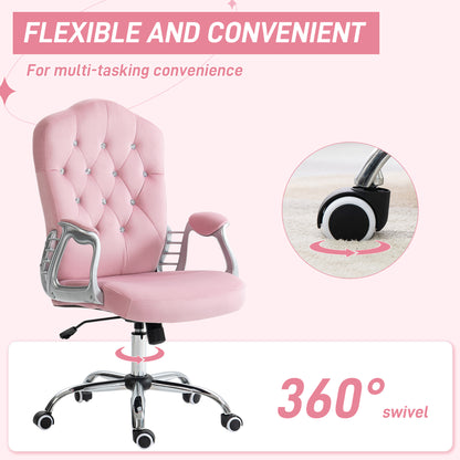 Vinsetto Office Chair Desk Chair with 360 Degree Swivel Wheels Adjustable Height Tilt Function Pink