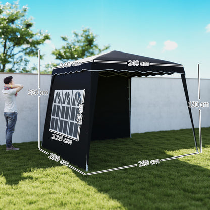 Outsunny 2.4 x 2.4m UV50+ Pop Up Gazebo - Black / Blue