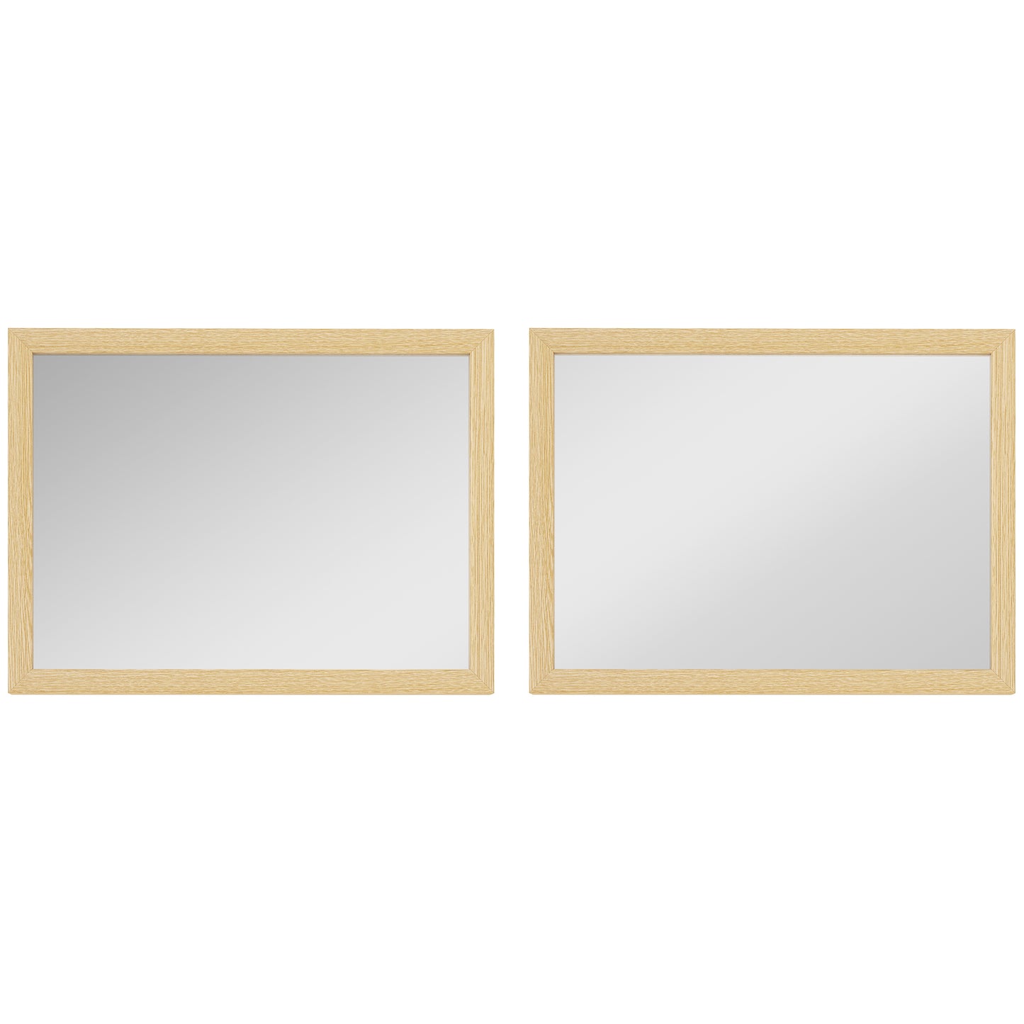 Set of 2 Wall Mirrors | Natural Wood Finish Frame | 30 x 40 cm