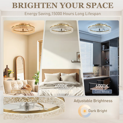 Smart Ceiling Fan with Dimmable LED Light | Remote & App Control | 6 Speeds | Gold Tone