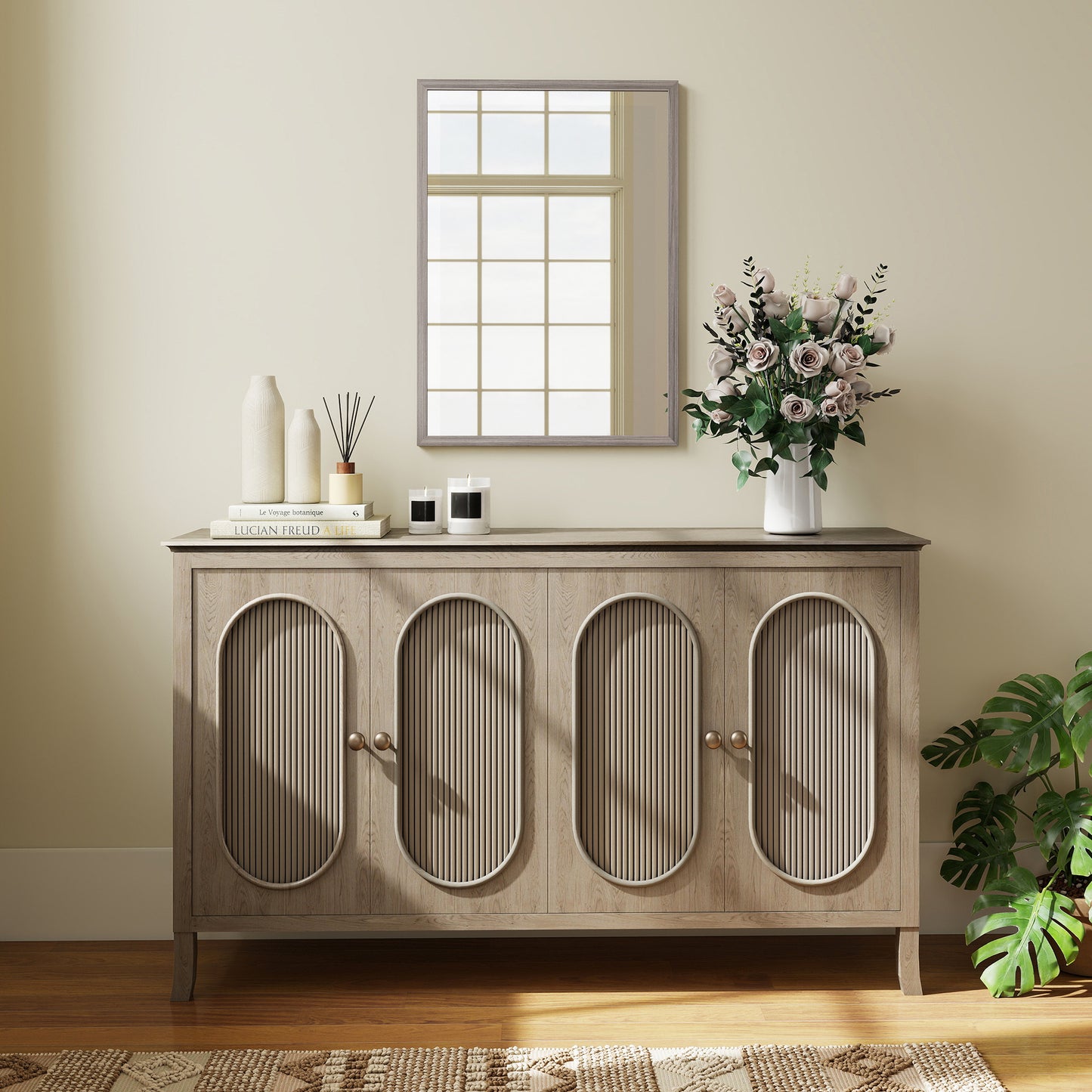 Rectangle Wall Mirror | Grey Wood Effect Frame | 50 x 70 cm