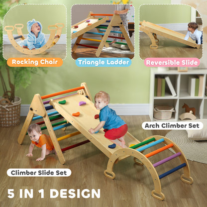 AIYAPLAY 5 in 1 Toddler Climbing Frame with Ramp, Arch, for 18-48 Months, Multicolour