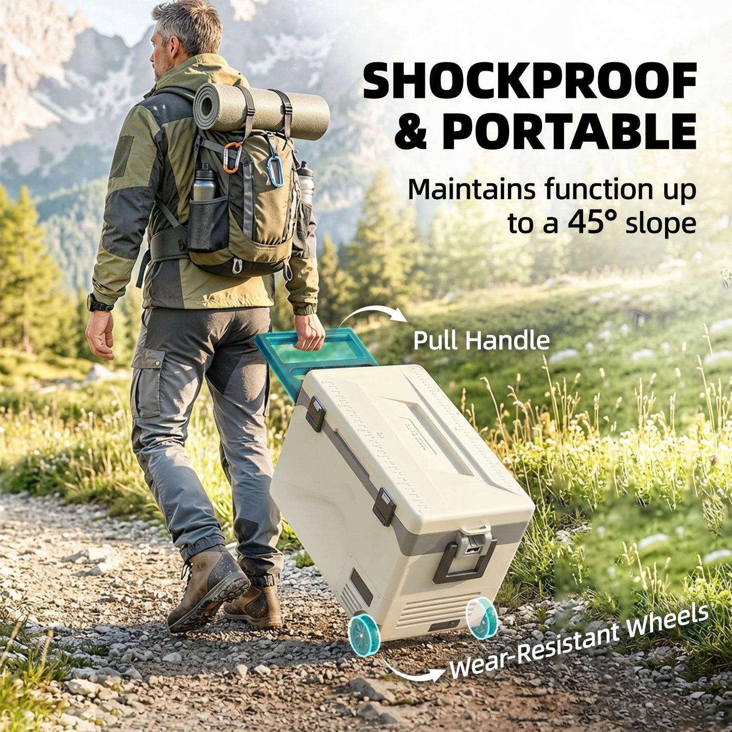 Outsunny 42.5L Compressor Car Fridge Freezer – -20°C to 20°C, Bluetooth App Control, Battery Protection, Wheels & Pull Rod, For Camping & Travel