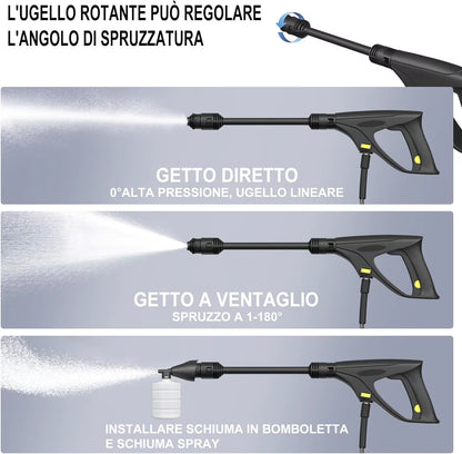 Electric High Pressure Washer 1600W, 120Bar, 380L/H Adjustable Lance from 0 to 180°,7M Flexible Hose, For Terraces, Gardens, Cars