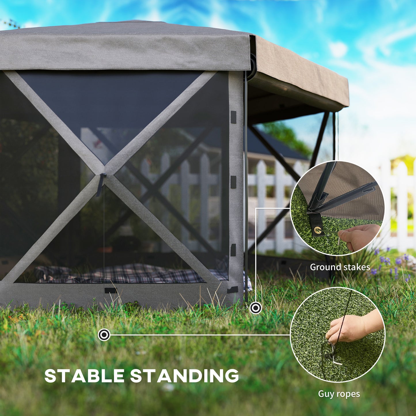 3 x 3(m) Hexagon Pop Up Gazebo with 5 Sides and Carry Bag, Waterproof, UV Resistant Party Tent Instant Event Shelter