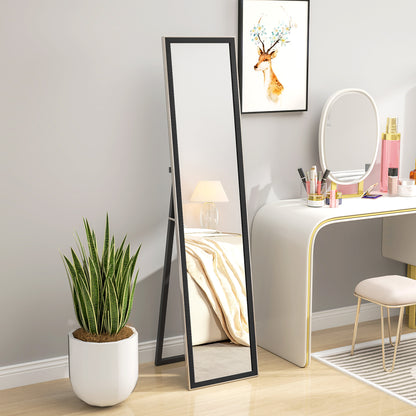 Full Length Mirror, 37 x 157cm Wall Mounted, Leaning, Free Standing Mirror, Framed Full Body Mirror for Living Room, Bedroom, Black