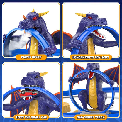 VATOS Dragon Fury Track Cars Set Toy Christmas Gift Dragon Bite the Car Spray Tracks Racing Car Indoor Game 2 Players Kids Boys