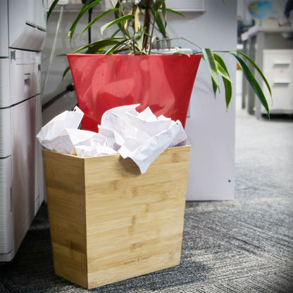 Maison & White Bamboo Slim Waste Paper Bin | 100% Eco-Friendly Bamboo | Honey Finish | 26.6x14.5cm Top 25.5cm H | Office Desk Kitchen Living Room Bedroom | Plastic-Free | 2-Year Warranty