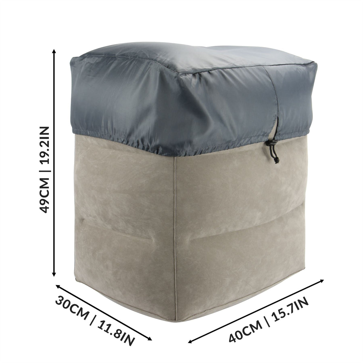 Pukkr Inflatable Foot Travel Pillow with Drawstring Cover & Carry Bag | Soft-Touch PVC | Fills Seat Gap on Planes Buses Cars | Kids Toddlers Adults | 40x30x49cm Inflated | 400g | 2-Year Warranty