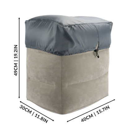 Pukkr Inflatable Foot Travel Pillow with Drawstring Cover & Carry Bag | Soft-Touch PVC | Fills Seat Gap on Planes Buses Cars | Kids Toddlers Adults | 40x30x49cm Inflated | 400g | 2-Year Warranty