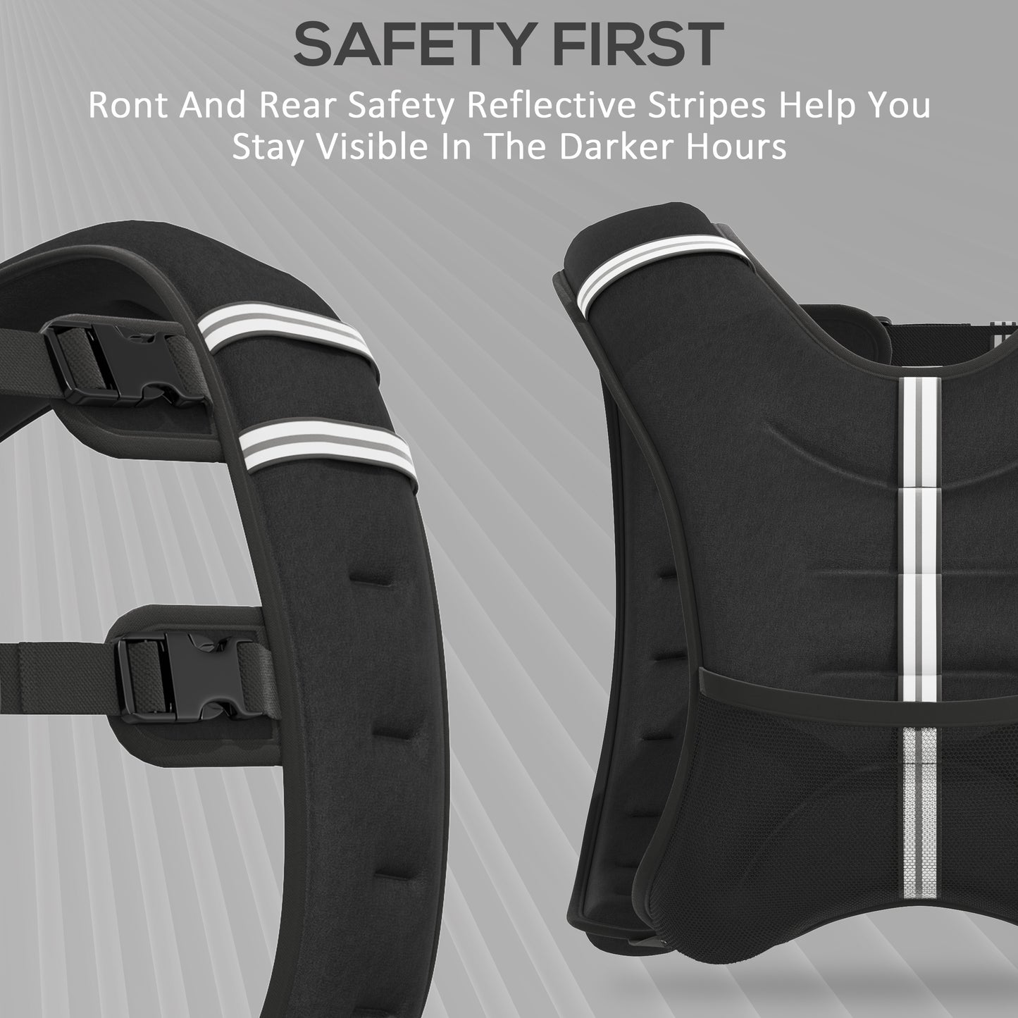 8KG Weighted Vest, Running Weight Vest with Adjustable Strap, Convenient Pocket and Reflective Strips for Men and Women