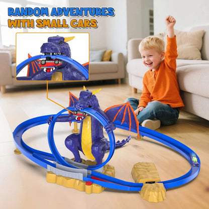 VATOS Dragon Fury Track Cars Set Toy Christmas Gift Dragon Bite the Car Spray Tracks Racing Car Indoor Game 2 Players Kids Boys