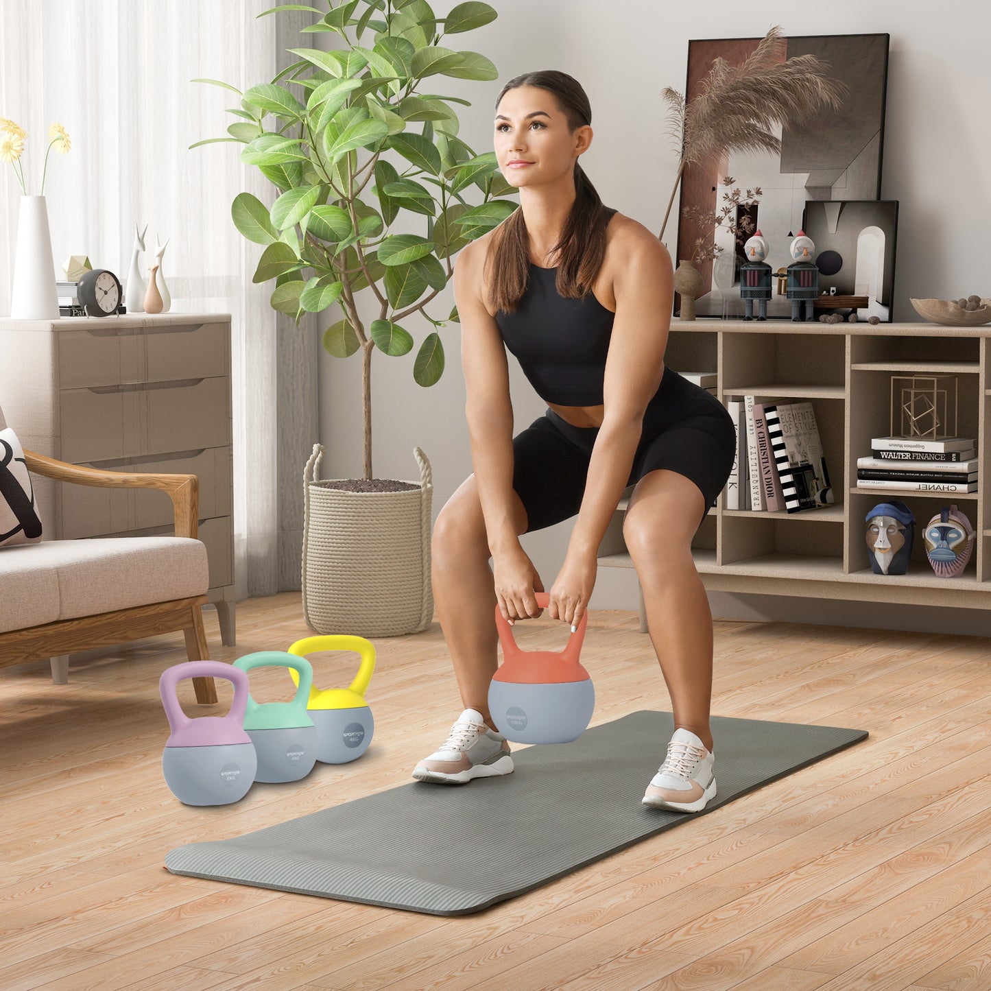 Soft Kettlebell Set of 4 | 4kg 6kg 8kg 10kg | Non-Slip Handle | Flat Base | Home Gym | Strength Training