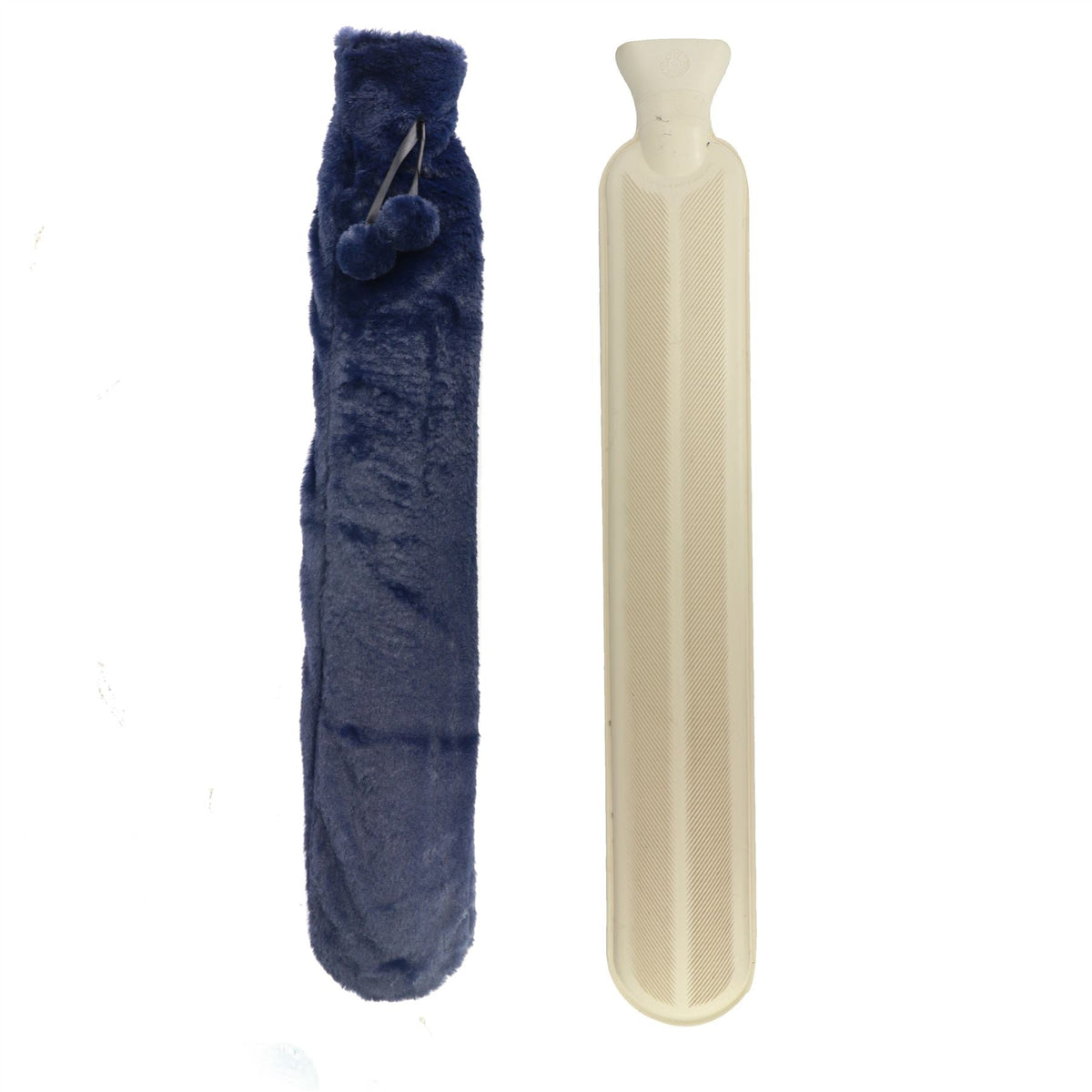 Extra Long Hot Water Bottle 2L with Removable Soft Fleece Cover Dark Blue | 72x12cm | Hot & Cold Use | Neck Shoulder Back Pain Relief | Max 80°C | 2-Year Warranty