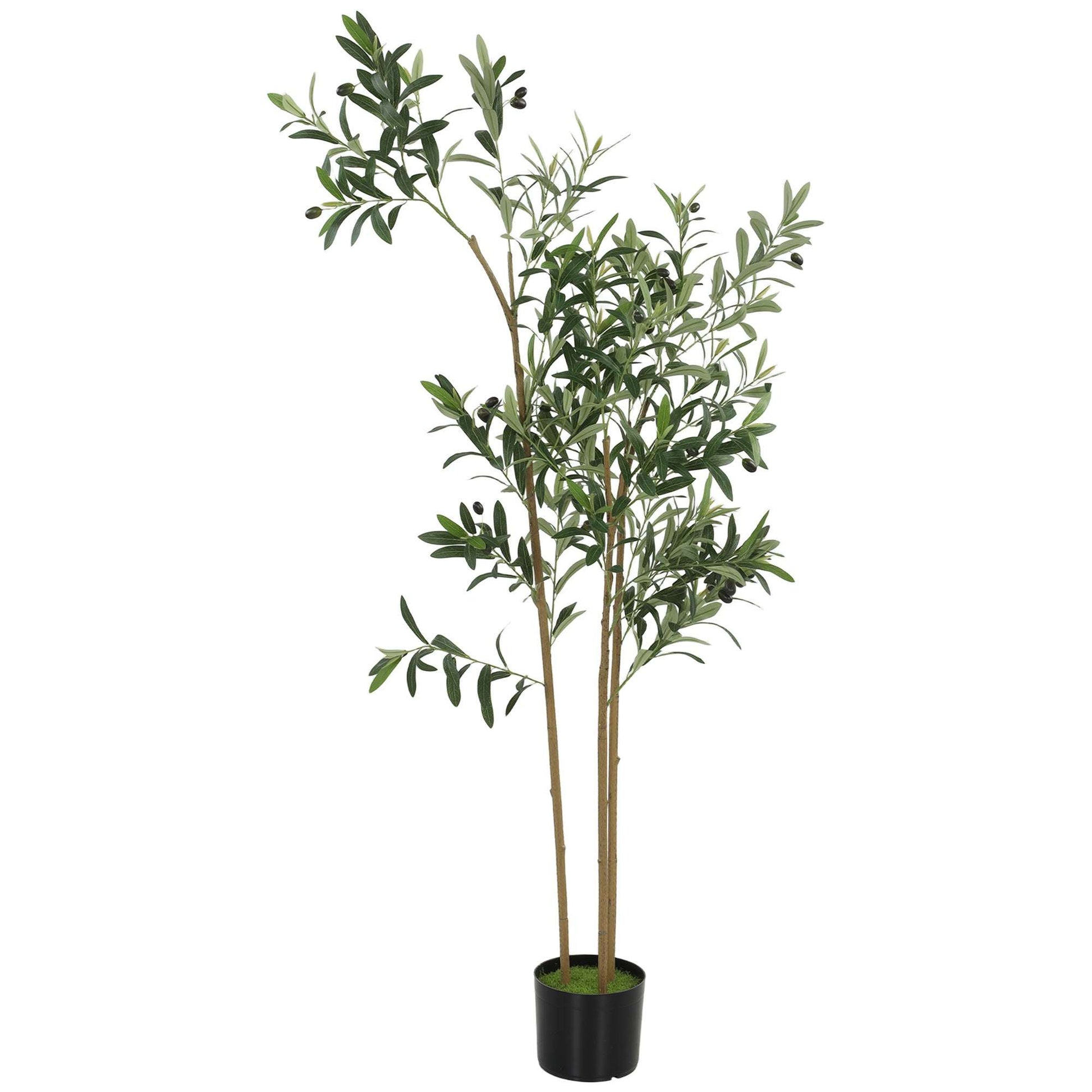 Artificial Olive Tree | 148cm | 553 Silk Leaves | Shapeable Branches | Cement Pot | No Maintenance | Green