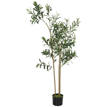 Artificial Olive Tree | 148cm | 553 Silk Leaves | Shapeable Branches | Cement Pot | No Maintenance | Green