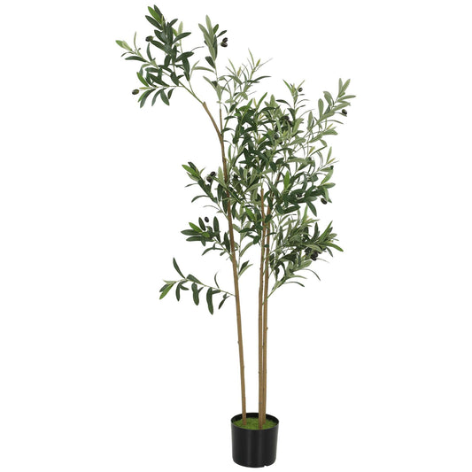 Artificial Olive Tree | 148cm | 553 Silk Leaves | Shapeable Branches | Cement Pot | No Maintenance | Green