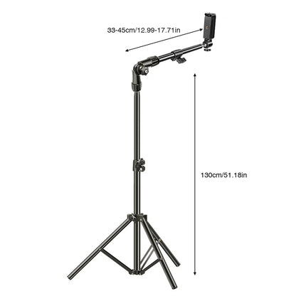 Horizontal Overhead Tripod Adjustable Cell Phone Tripod Stand for Filming Video Recording Live Stream Floor Telescopic Bracket