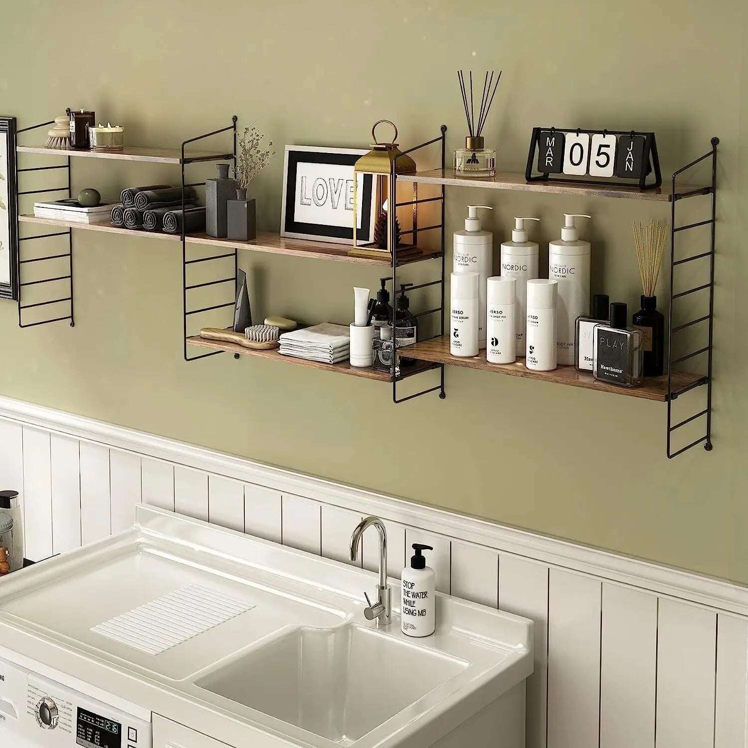 3 Tier Floating Wall Shelf Unit Kitchen Wall Storage Display Shelf Bookshelf