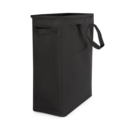 Maison & White 45L Slim Laundry Basket with Handles | Black 600D Polyester | Fibre Rod Frame | Folds Flat | 53.3x38.6x21.6cm | Bedroom Utility Toy Box Storage | 2-Year Warranty