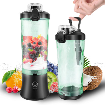 600ML Portable Mini Blender, Usb Rechargeable Small Smoothie Blending Machine, Large Capacity Travel Blender Portable Smoothies, Blends Ice