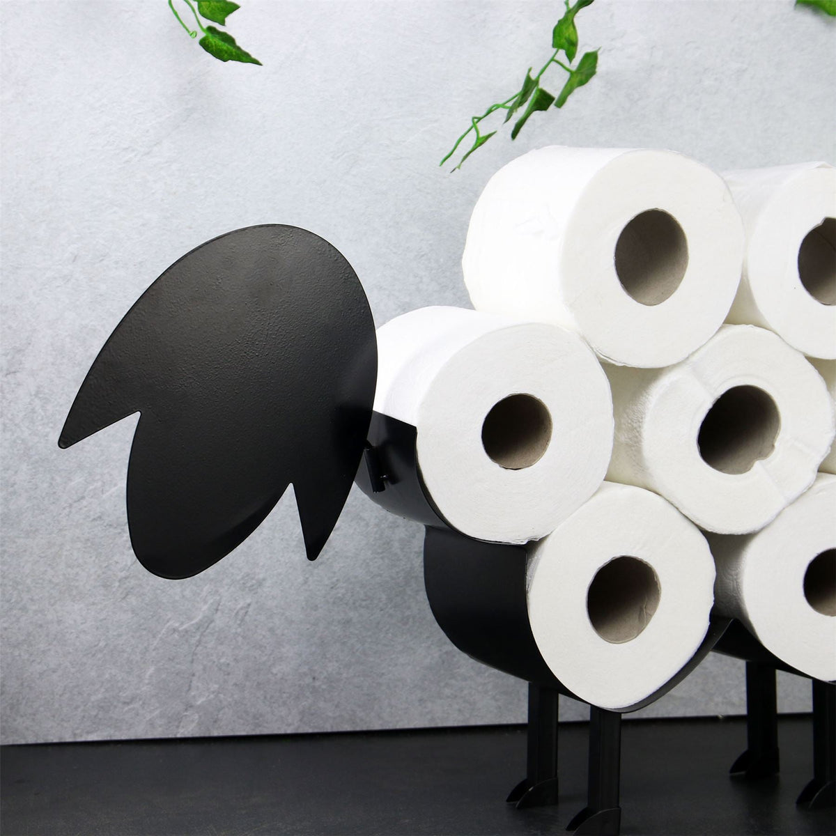 Pukkr Sheep Toilet Roll Holder | Freestanding Steel | Holds 7 Rolls | Novelty Bathroom Décor | No Fixings Required | Assembly Required | 53.5x32.5x12.5cm | 2-Year Warranty