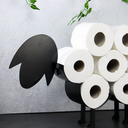 Pukkr Sheep Toilet Roll Holder | Freestanding Steel | Holds 7 Rolls | Novelty Bathroom Décor | No Fixings Required | Assembly Required | 53.5x32.5x12.5cm | 2-Year Warranty