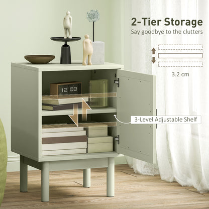 Set of 2 Rattan Boho Bedside Tables | Arch Doors | Solid Wood Legs | Light Green