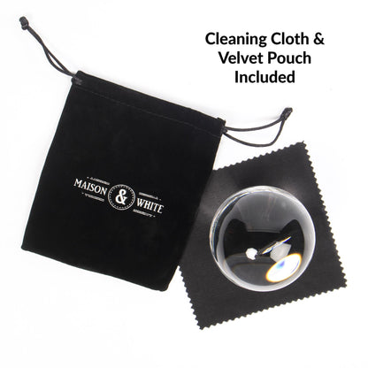 Maison & White K9 Clear Crystal Photography Ball | 80mm Glass Lensball | Stand, Cleaning Cloth, Pouch & Gift Box
