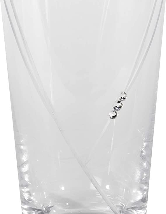Maison & White Etched Heart Lead-Free Crystal Glass Vase | Gemstone Detail | Large 13x13x30cm | 1078g | Flowers Centrepiece | Anniversary Birthday Mother's Day Gift | 2-Year Warranty